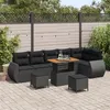 Image de Ensemble de canapés de jardin 9 pièces avec coussins en rattan poly noir acacia 3361894