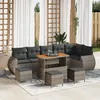 Image de vidaXL Canapé de jardin 10 pièces avec coussins gris polyrotin acacia 3361903