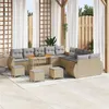 Image de Ensemble de Sofa de Jardin 14 pièces avec Coussins Beige Poly Rattan Acacia