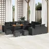 Image de vidaXL Ensemble de canapé de jardin avec coussin 14 pcs Noir polyrotin, Jardin et Terrasse, Mobilier d'extérieur moderne, 3362069