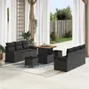 Image de vidaXL Ensemble de canapé de jardin 9 pièces avec coussins noir poly rattan acacia 3362084