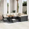 Image de Ensemble de canapés de jardin 12 pièces avec coussins noir poly rotin acacia, Ensemble de salle à manger de jardin 3 pièces 3362170