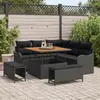 Image de Ensemble de canapés de jardin 8 pièces avec coussins rotin poly noir acacia 3362254