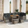 Image de Canapé de jardin 10 pièces avec coussins gris en poly rattan, Canapé de jardin 2 places avec coussins gris en poly rattan, 3362423