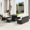 Image de vidaXL Ensemble de Canapé de Jardin 8 Pièces avec Coussins Noir Poly Rattan Acacia 3362465