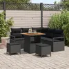 Image de Ensemble de Canapés de Jardin de 8 Pièces avec Coussins Noir Rattan Poly Acacia 3362519