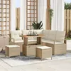 Image de Ensemble Canapé Jardin 8 Pièces avec Coussins Beige Poly Rotin Acacia, Canapé Jardin 2 Places avec Coussins Beige Poly 3362526