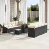 Image de Set de Canapé de Jardin 11 Pièces avec Coussins Noir Poly Rattan Acacia, Canapé de Jardin 2 Places avec Coussins Noir Poly 3362630