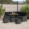 Image de Ensemble de Canapé de Jardin de 8 Pièces avec Coussins Noir Poly Rattan Acacia 3362654