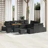 Image de vidaXL Ensemble de canapé de jardin 13 pcs Noir Poly rotin, Set de jardin, mobilier en rotin modulable, pieds réglables, 3362844