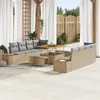 Image de Ensemble de Canapé de Jardin 11 Pièces avec Coussins Beige Poly Rattan Acacia 3362897