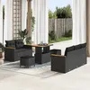 Image de Set de canapé de jardin 8 pièces avec coussins noir rotin synthétique acacia, Set de salle à manger de jardin 3 pièces 3362989