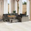 Image de vidaXL Ensemble de canapé de jardin 13 pcs Gris Poly rotin, Canapé de jardin rectangulaire moderne, pieds ajustables, 3363098