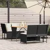 Image de Salon de jardin Vidaxl resine tressee noir 3 pieces 68.5 x 116.5 x 87.5 4 personnes