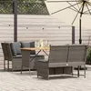 Image de Salon de jardin Vidaxl resine tressee gris 3 pieces 68.5 x 116.5 x 87.5 4 personnes