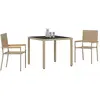Image de vidaXL, Table de jardin + table de balcon, Ensemble de jardin 3 pièces Poly Rattan Beige (90 x 90 x 75 cm)