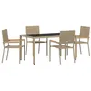 Image de Salon de jardin GENERIQUE rotin 5 pieces beige 150 x 90 x 75 cm