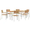 Image de Salon de jardin GENERIQUE marron bois massif 7 pieces 150 x 90 x 75 cm