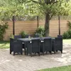 Image de Ensemble de salle à manger de jardin de 9 pièces avec coussins anthracite en poly rotin