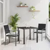 Image de vidaXL Set de jardin 3 pièces avec coussins noir poly rattan 3379072