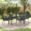 Image de vidaXL Ensemble de salle à manger de jardin 5 pièces avec coussins noirs en poly rattan 3379102