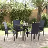 Image de Ensemble de salle à manger de jardin 5 pièces Noir Rattan PE