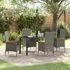 Image de vidaXL Ensemble de repas de jardin 5 pièces avec coussins gris en poly rotin, idéal pour ta terrasse, ton salon extérieur 3379431
