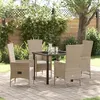 Image de vidaXL Set de salle à manger de jardin 5 pièces avec coussins beige poly rattan 3379465
