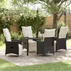 Image de Ensemble de mobilier de jardin 5 pièces avec coussins en rattan poly noir
