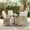 Image de vidaXL Ensemble de salle à manger de jardin de 5 pièces avec coussins Beige Rattan Poly 3379584