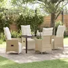 Image de Ensemble de salle à manger de jardin 5 pièces avec coussins beige en poly rattan