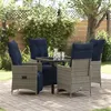 Image de Ensemble de Salle à Manger de Jardin 5 Pièces avec Coussins Gris Poly Rattan, Table de Jardin Noire 80x80x73 cm Verre Trempé