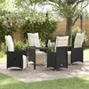 Image de Ensemble de Salle à Manger de Jardin 5 Pièces avec Coussins Noir en Rattan Synthétique.