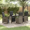 Image de Ensemble de 5 pièces de salle à manger de jardin avec coussins en rattan poly gris