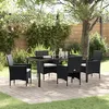Image de Ensemble de repas de jardin 5 pièces Noir Rattan poly
