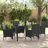 Image de Ensemble de Salle à Manger de Jardin 5 Pièces avec Coussins Poly Rattan Noir 3379774