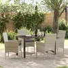 Image de Ensemble de Salle à Manger de Jardin 5 Pièces avec Coussins Gris Clair Poly Rattan, Table de Jardin Noir 140x80x73 cm Verre Tre