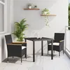 Image de Ensemble repas jardin 3 pièces vidaXL avec coussins en poly rotin noir 3379842