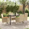 Image de vidaXL Ensemble de salle à manger de jardin 5 pièces avec coussins en rotin poly beige 3379858