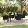 Image de vidaXL Ensemble de Salle à Manger de Jardin de 5 Pièces avec Coussins en Rotin Poly Noir 3379935