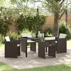 Image de Ensemble de Salle à Manger de Jardin 5 Pièces avec Coussins Marron Poly Rattan