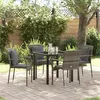 Image de vidaXL Ensemble de salle à manger de jardin de 5 pièces avec coussins gris poly rotin 3380086