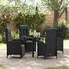 Image de Ensemble de salle à manger de jardin 5 pièces avec coussins noir poly rotin