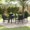 Image de Ensemble de repas de jardin 5 pièces avec coussins en rattan poly noir