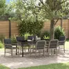 Image de Ensemble de salle à manger de jardin 7 pièces avec coussins gris clair poly rattan