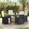 Image de vidaXL Ensemble de salle à manger de jardin 5 pièces avec coussins en rotin synthétique noir 3380304