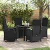 Image de vidaXL Ensemble de salle à manger de jardin 5 pièces avec coussins en poly rotin noir 3380310