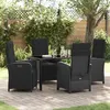 Image de vidaXL Ensemble de salle à manger de jardin de 5 pièces avec coussins en poly rotin noir 3380311