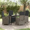 Image de Set de salle à manger de jardin 5 pièces avec coussins en poly rotin gris vidaXL 3380325