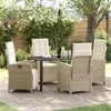 Image de Set de salle à manger jardin 5 pièces avec coussins beige en poly rotin 3380332